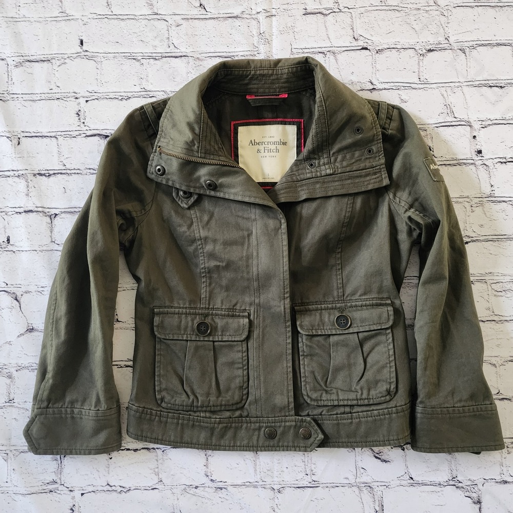 Abercrombie & Fitch Womens Olive Green Military Utility Jacket Size S 144205121